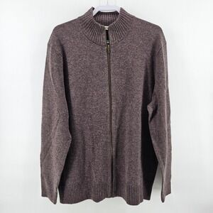 WoolOvers Lincoln Zipper Cardigan Mens XL Mink Marl 100% Lambswool Full Zip NWT